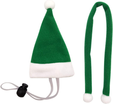 1Set Christmas Pet Chicken Hat Scarf, Mini Santa Hat Scarf Xmas Small Animal Hat with Adjustable Chin Strap for Hen Duck Hamster Guinea Pig Kitty Puppy Parrot